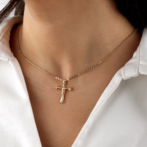 Crucifix Cross Necklace, Jesus Cross Necklace, Crucifix Necklace, Cross Pendant Of 18K Gold Plated, Christian Cross Necklace, Baptism  Gitf