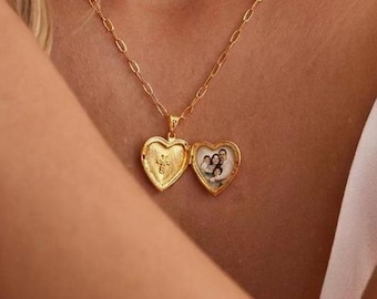 Personalized Photo Locket Necklace, Heart Picture Necklace, Custom Photo Jewelry, Cross Locket Necklace, Memorial Gift for Her