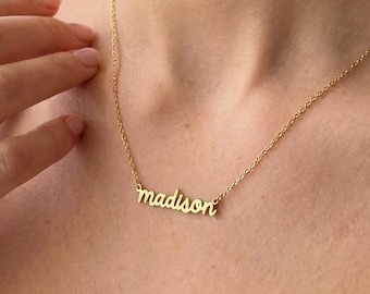 Personalized Name Necklace,Custom Cursive Nameplate Necklace, Dainty Gold Necklace for Women Custom Script Gold Jewelry for Women