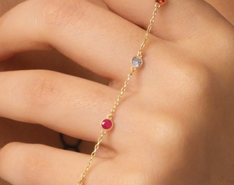 Family Birthstone Bracelet, Birthstone Jewelry, Crystal Stone Bracelet, Gifts For Woman, Multi Stone Bracelet, Gift For Mom, Gift for Her