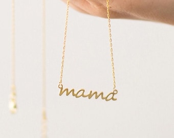 Mama Script Halskette, personalisierte Mama Halskette, Weihnachtsgeschenk, Geburtstagsgeschenk, Muttertagsgeschenk, Mutterschreiben Halskette, Geschenk für sie