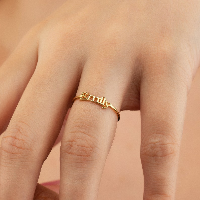 Personalized Name Ring, Handwriting Custom Name Ring, Dainty Gold Name Ring, Personalized Name Ring, Gift For Mom, Christmas Gift image 4