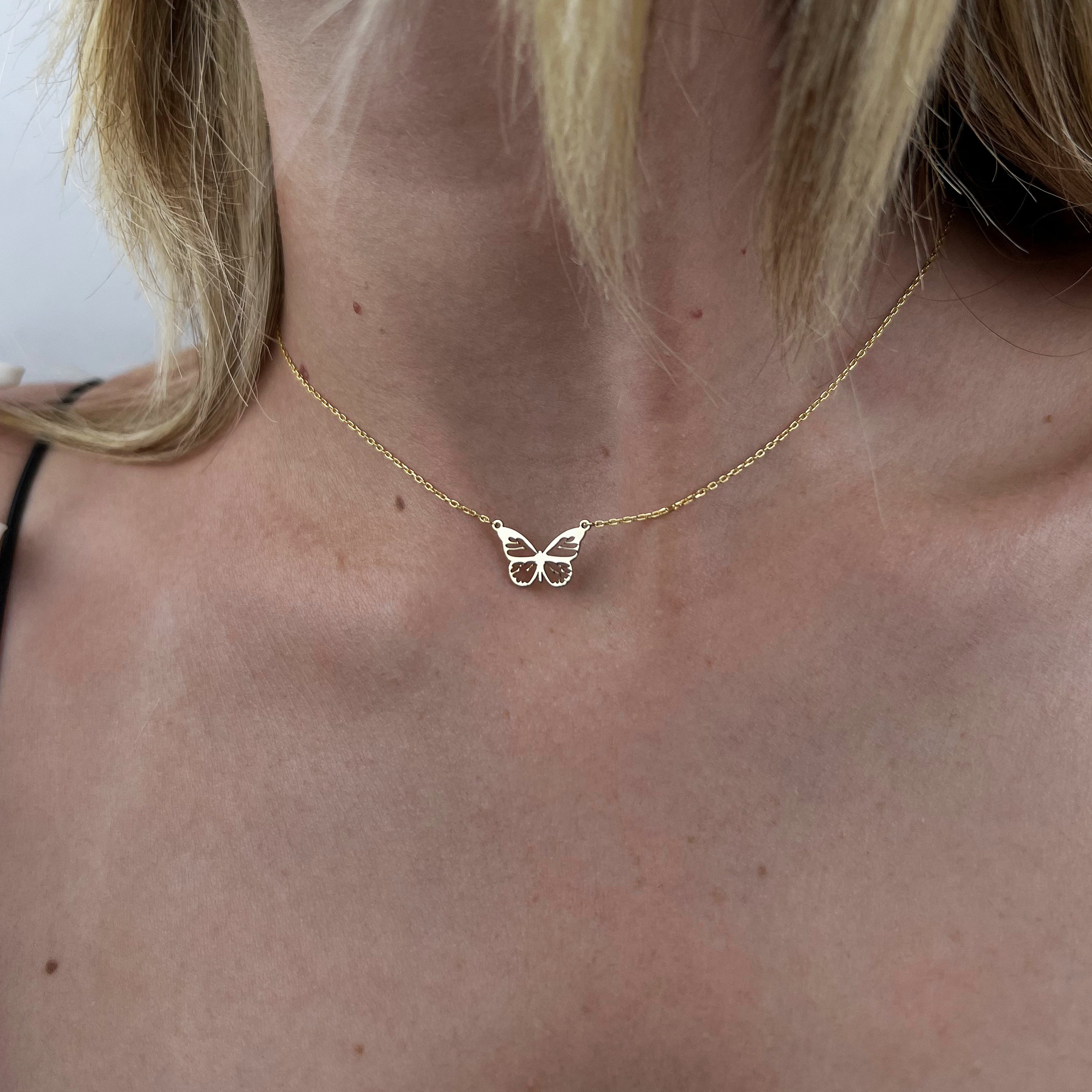 18K Gold Butterfly Necklace Tiniy Butterfly Necklace Etsy