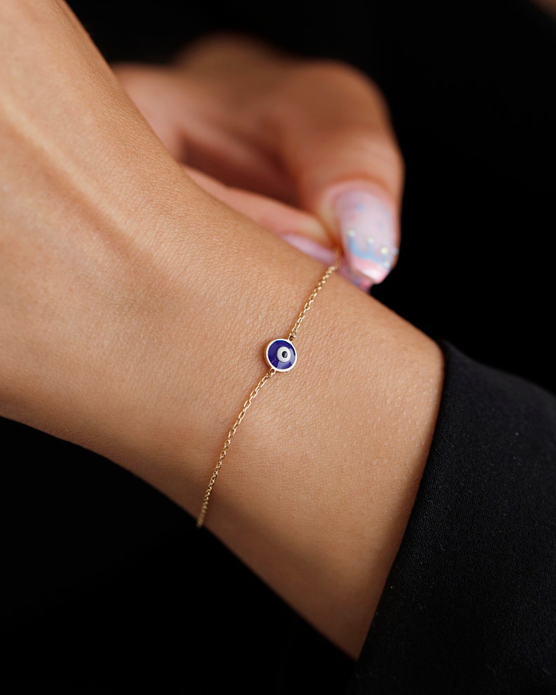 Evil Eye Bracelet, Lucky Evil Eye Bracalet, Dainty Tiny Evil Eye Bracelet, Kids Evil Eye Bracelet, Gift for Mom, Mother's Day Gift image 4