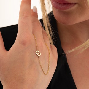 Colar de letras laterais, colar de letras de prata, joias personalizadas, presente especial para o dia das mães, presente para a mãe, presente para a namorada