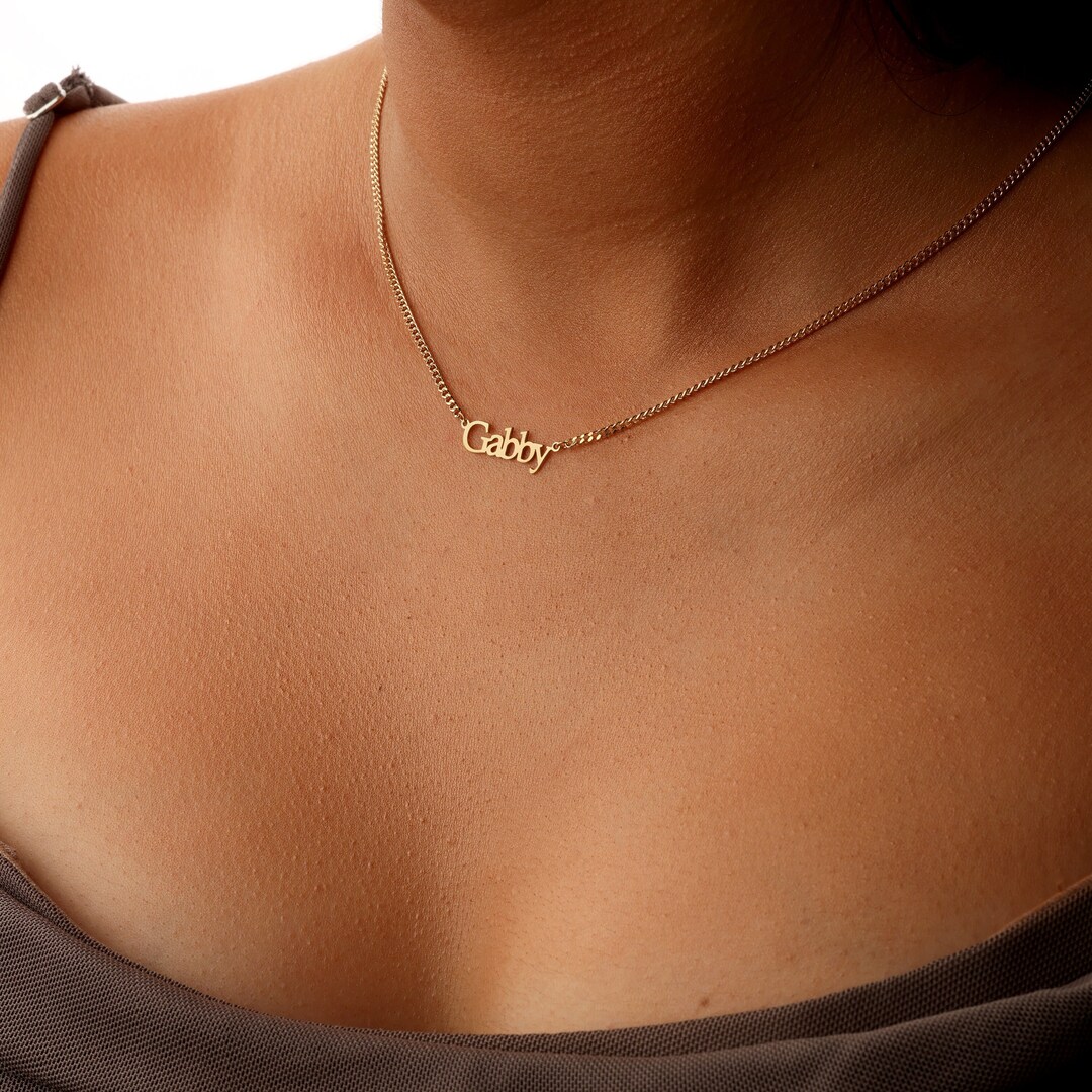 Thick Chain Name Necklace Personalized Name Necklace Etsy