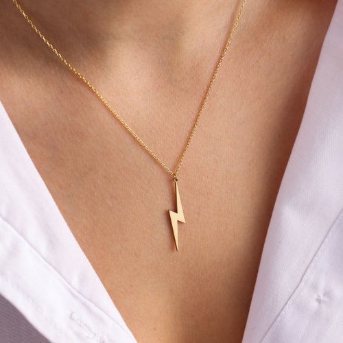 Upright Lightning Necklace Gold 