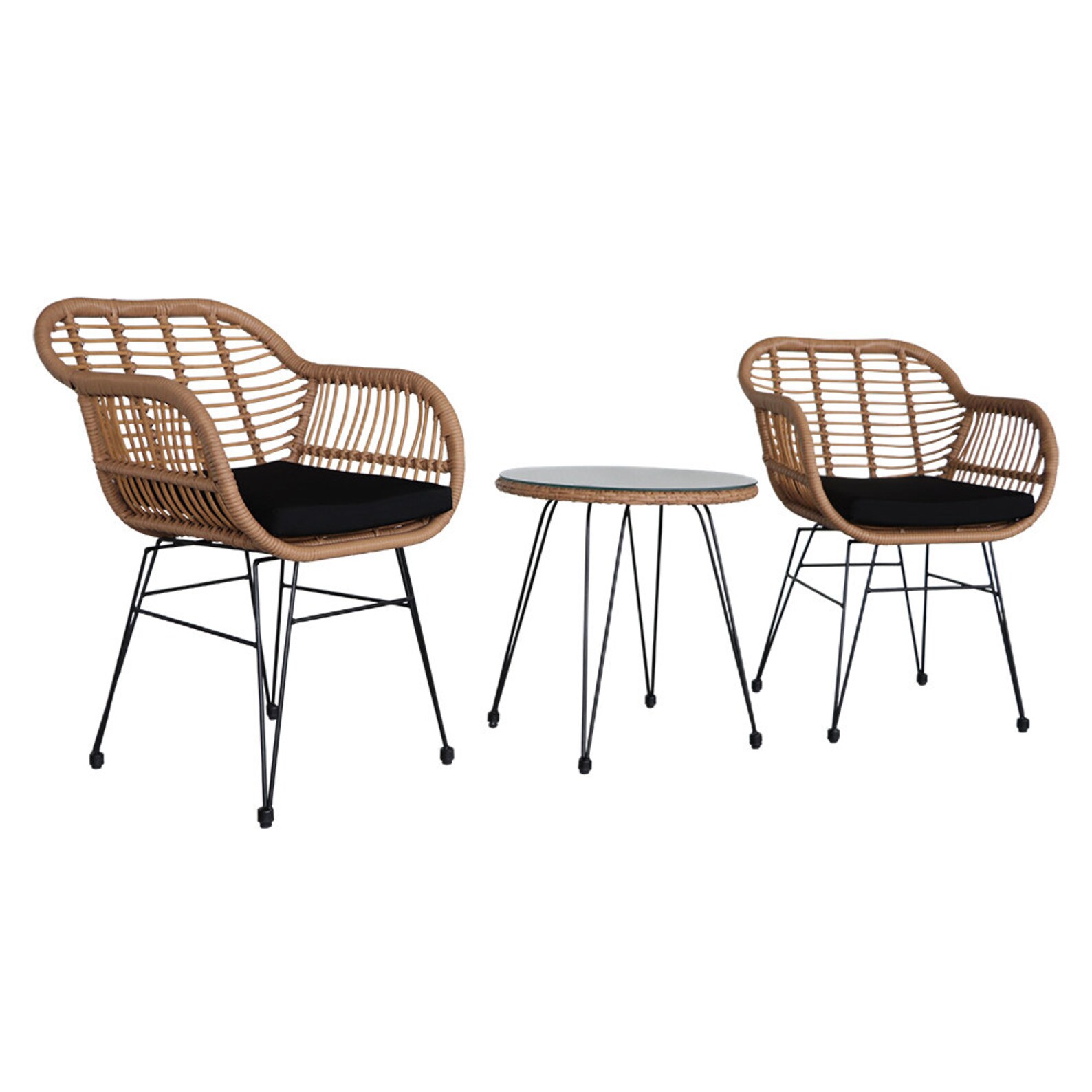 Bistro Set Handwoven Rattan Garden Table Chairs Outdoor Patio Etsy