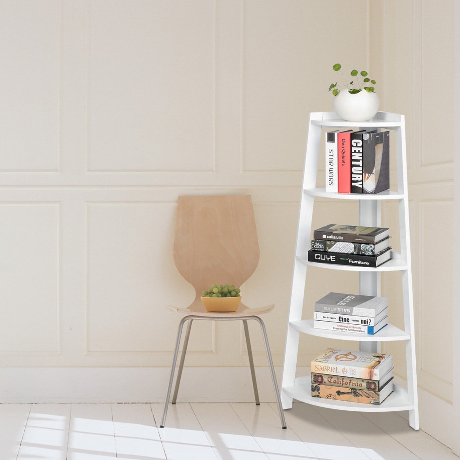 Corner Ladder Shelf Shelving Unit Bookcase Storage Tall 5 Tier Etsy UK