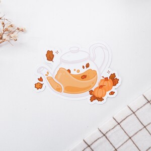 Té de calabaza / Pegatina brillante / Pegatinas lindas / Pegatina Deco / Linda ilustración / Pegatinas para computadora portátil