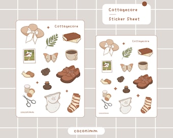 cottagecore | Feuille d'autocollants | Autocollants mignons | Autocollants de planificateur | Autocollants de journal | Papeterie mignonne