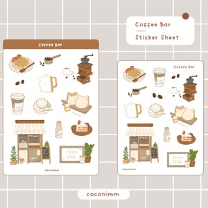 Nueva barra de café | Hoja de pegatinas | Etiquetas engomadas del diario de bala | Pegatinas del planificador | Linda hoja de pegatinas