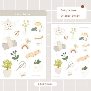 Cozy Home / Hoja de pegatinas / Pegatinas diminutas / Pegatinas de Bullet Journal / Pegatinas ilustradas