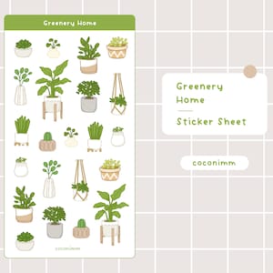 Greenery Home | Sticker vel | Bujo Stickers | Kleine Stickers | Tijdschrift Sticker Sheet
