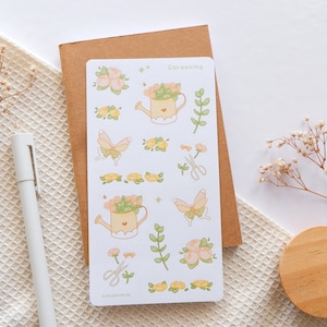 Jardinage | Feuille d’autocollants | Autocollants mignons | Autocollants de journalisation | Autocollants de fleurs
