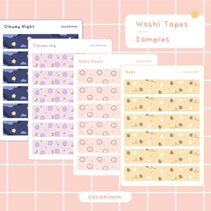 Washi Tape Samples / Hoja de pegatinas / Planner Deco / Pegatinas de diario / Papel mate / Paquete de hojas de pegatinas