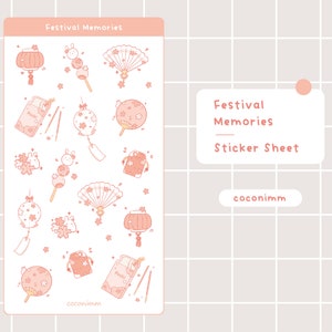Recuerdos del Festival / Hoja de pegatinas / Inspiración japonesa / Pegatinas diminutas / Pegatinas de periodismo / Festival japonés