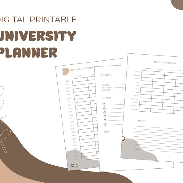 Universiteitsplanner | A5 afdrukbaar | Studieorganisatie | Studentenleven