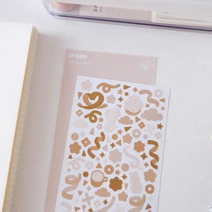 Creme | Mini folha de adesivos | Adesivos Estéticos | Adesivos minúsculos | Planejador Deco | Adesivos de diário