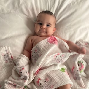 Cobertor de musselina de elefante rosa, faixa de musselina de bambu para bebês meninas, cobertores de bebê, cobertor de carrinho, faixa de recém-nascido, envoltório de musselina