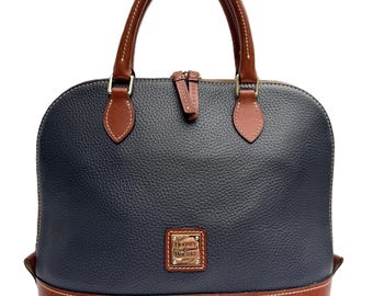 Dooney & Bourke Navy Dome Satchel Pebble Leather Crossbody Bag