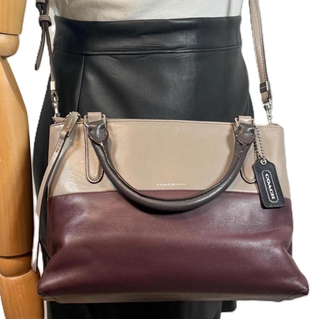 Coach Mini Borough Satchel 32503 Color Block Leather Handbag Oxblood ...