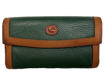 Vintage Dooney Bourke Green AWL Leather Wallet Made in USA