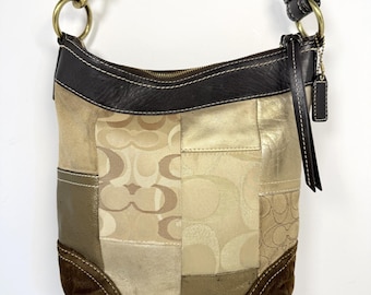 Rare Y2k 2000s Coach Limited Edition Holiday Patchwork Demi Bag