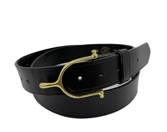 Tory Leather English Bridle Belt Black Equestrian Style Sz 48