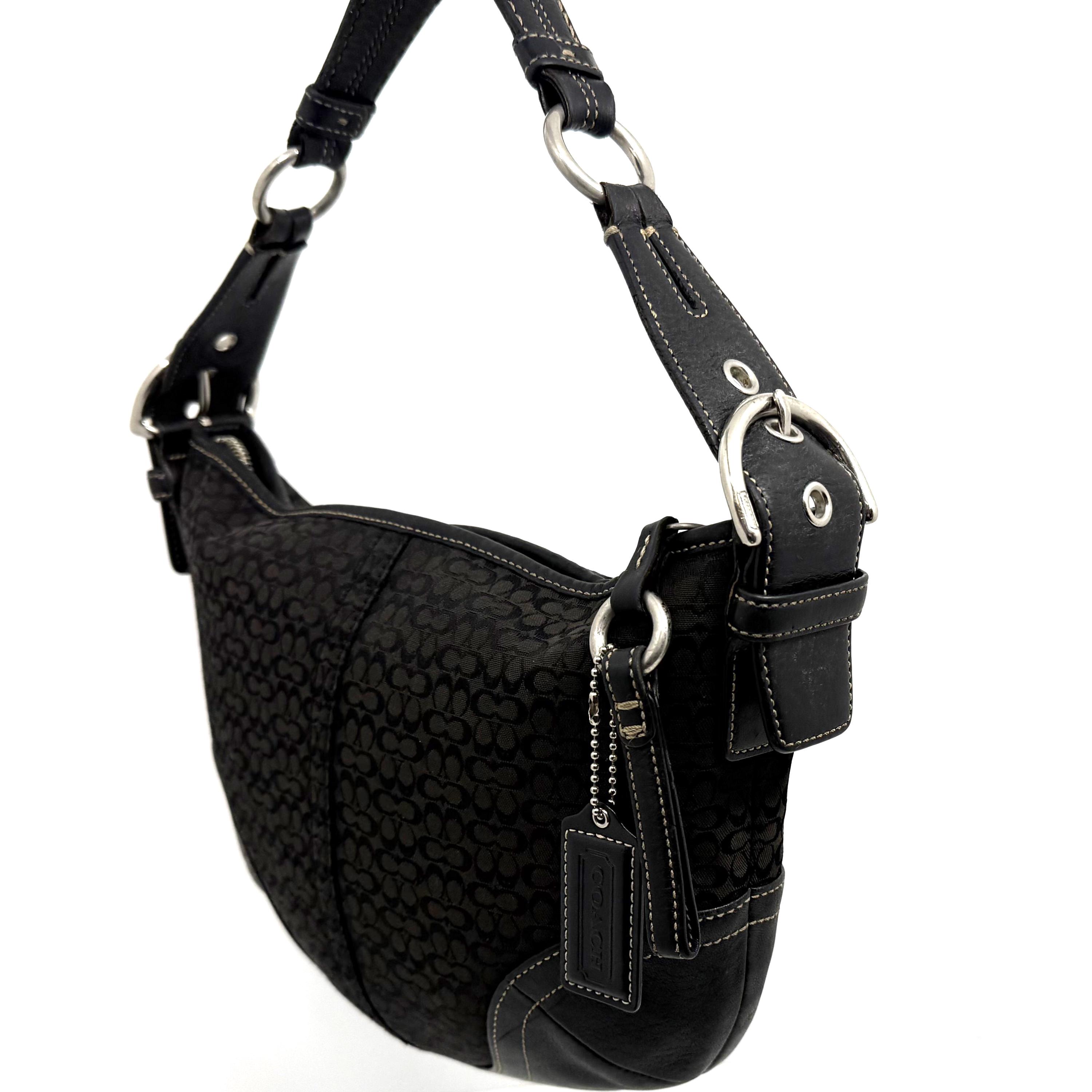 Vintage 2005 COACH Black Signature Jacquard & Leather