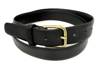 Vintage Coach Black Leather Belt: Solid Brass Buckle, Made in USA