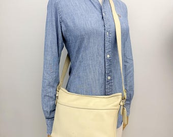 Vintage Coach Worth Bag 4143 Bone Leather Crossbody Purse USA Made 1996