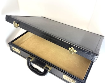 Vintage Bally Italian Leather Attaché Briefcase Black Executive Case