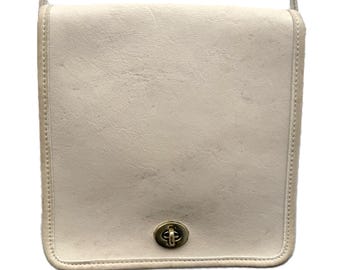 Vintage Coach Compact Pouch 9620 Bone Ivory Leather Crossbody Bag USA