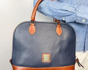 Dooney & Bourke Navy Dome Satchel Pebble Leather Crossbody Bag