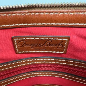 Dooney & Bourke Vintage 90s Stone / Natural Pebble Leather Dome Satchel Crossbody w/Brown Trim image 16