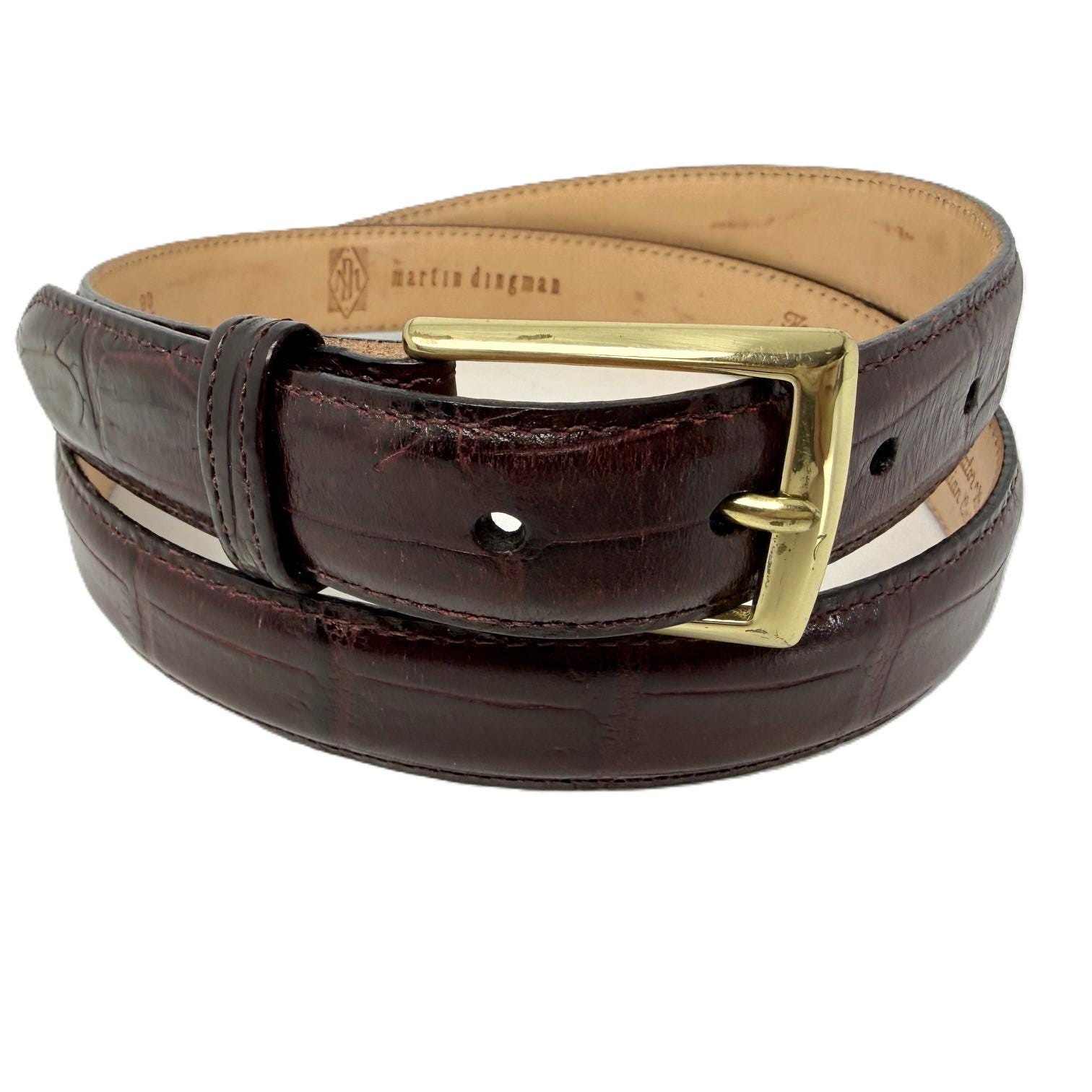 Nordstrom Oxblood Brown Alligator Embossed Leather Belt Size M 30 Made in USA 414A0045_39772d8a-dd52-4931-  main image 3