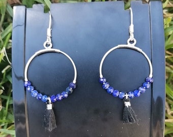 boucles d'oreilles en argent 925 et lapis lazuli