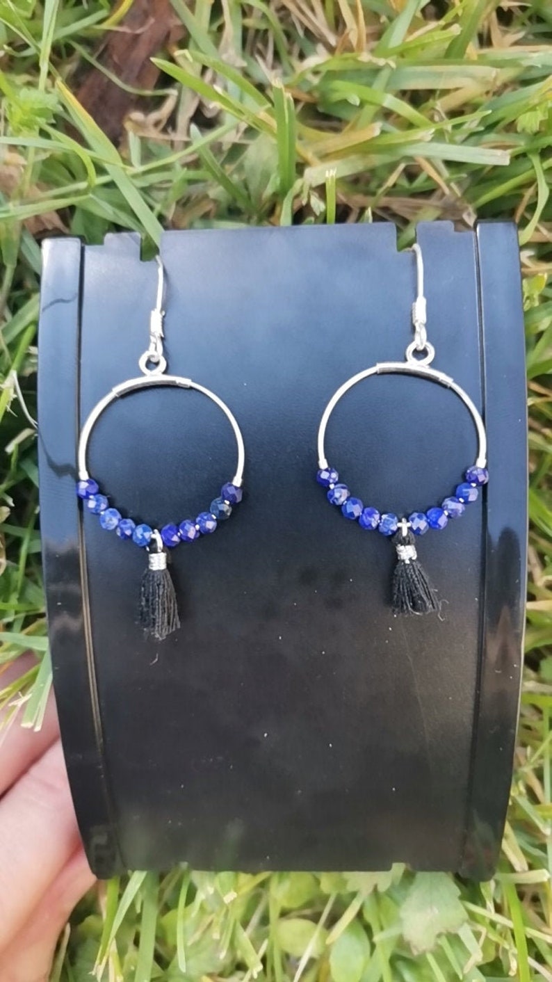 925 silver earrings and lapis lazuli image 1