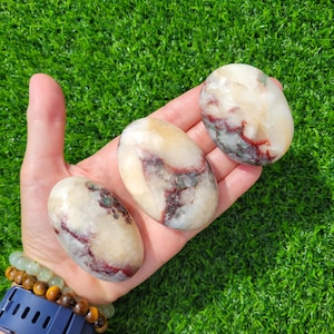 Stilbite & Red Heulandite Palm Stone - YOUR CHOICE
