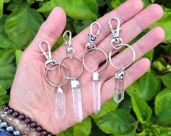 Clear Quartz Point Keychain