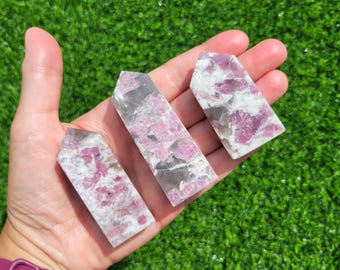 Plum Blossom Tourmaline Point - YOUR CHOICE / Pink Tourmaline in White Quartz