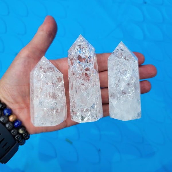 Crackle Quartz Tower - YOUR CHOICE / Fire & Ice Tower / Clear Quartz Tower / Crackle Quartz Point / Rainbows