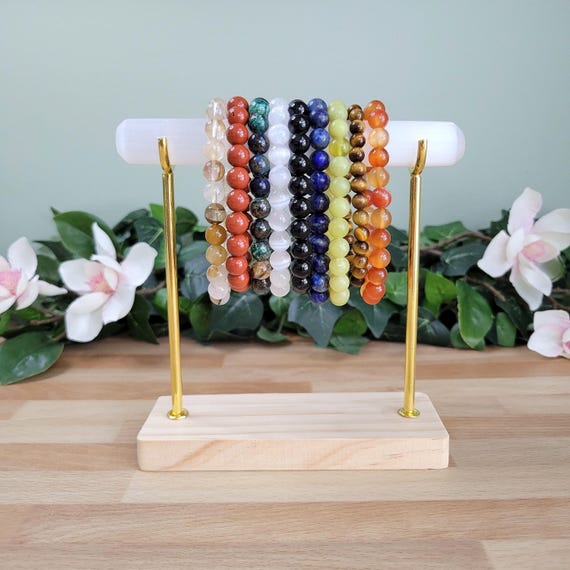 Selenite Wand Bracelet Holder / Crystal Bracelet Display & Charging Stand