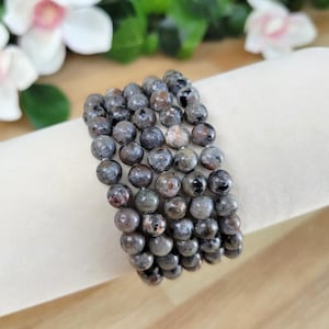 Yooperlite Bracelet (6mm/7") / FREE Gift Pouch Included / Crystal Bead Bracelet / Yooperlite Stretch Bracelet / Stacking Bracelet