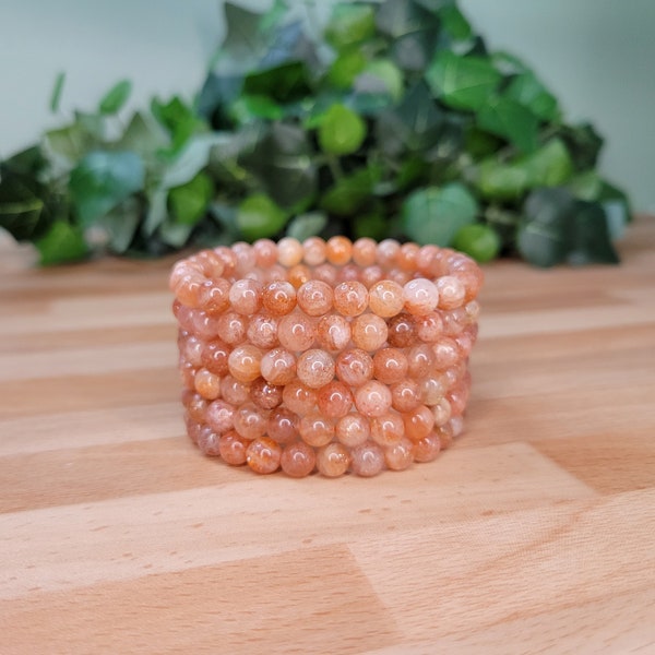 Sunstone Bracelet (6mm / 6"-7") / FREE Gift Pouch Included / Sunstone Stacking Bracelet / Sunstone Stacking Bracelet / Flashy Sunstone