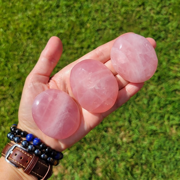 Rose Quartz Palm Stone / High Grade Rose Quartz / Polished Rose Quartz Palm