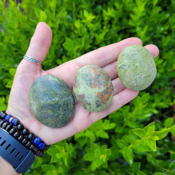 Green Opal Palm Stone / Green Opal Pocket Stone / Natural Green Opal / Matte Polish