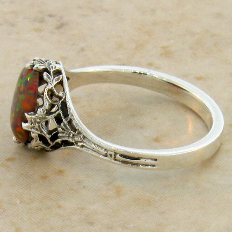 Orange Fire Opal 925 Sterling Silver Certified 4.25 Carat Oval Shape Ring for Christmas /& Birthday Gift