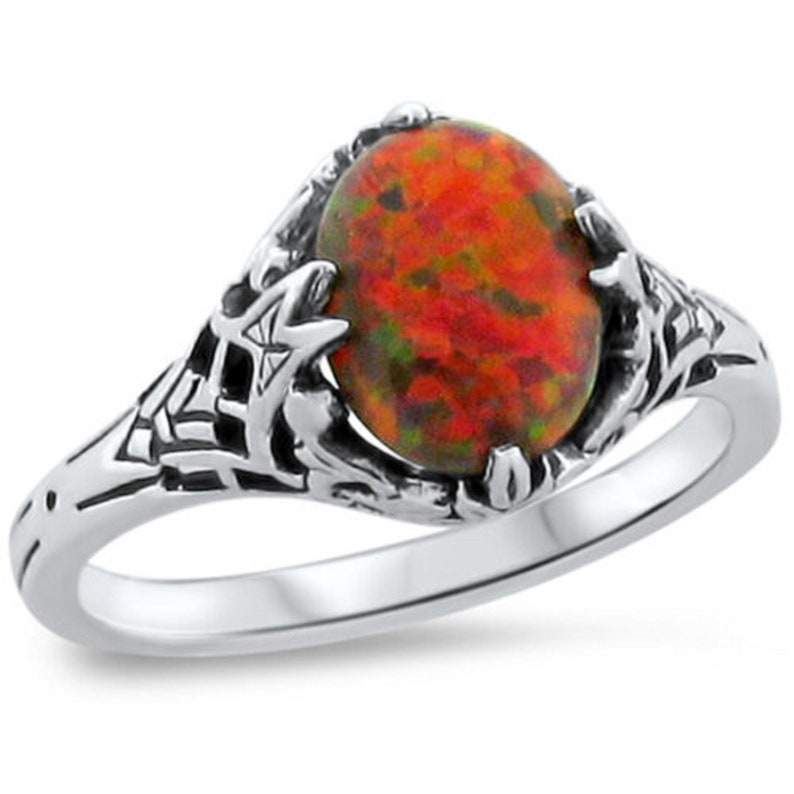 Orange Fire Opal 925 Sterling Silver Certified 4.25 Carat Oval Shape Ring for Christmas /& Birthday Gift